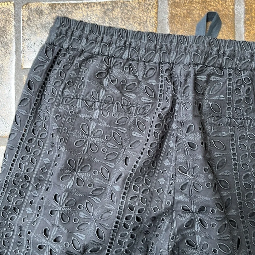 J. Crew Black Embroidered Eyelet High Waisted Pull-On Ankle Pant